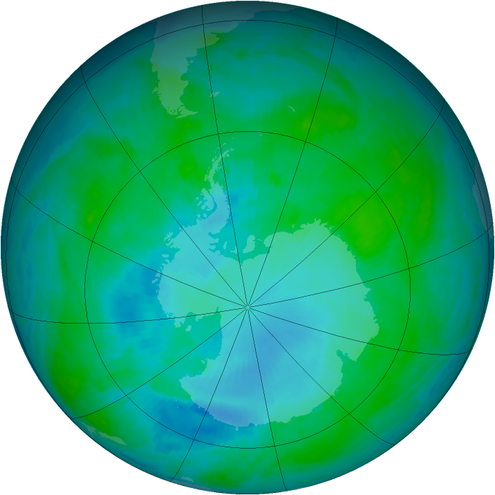 Antarctic ozone map for 27 January 2001